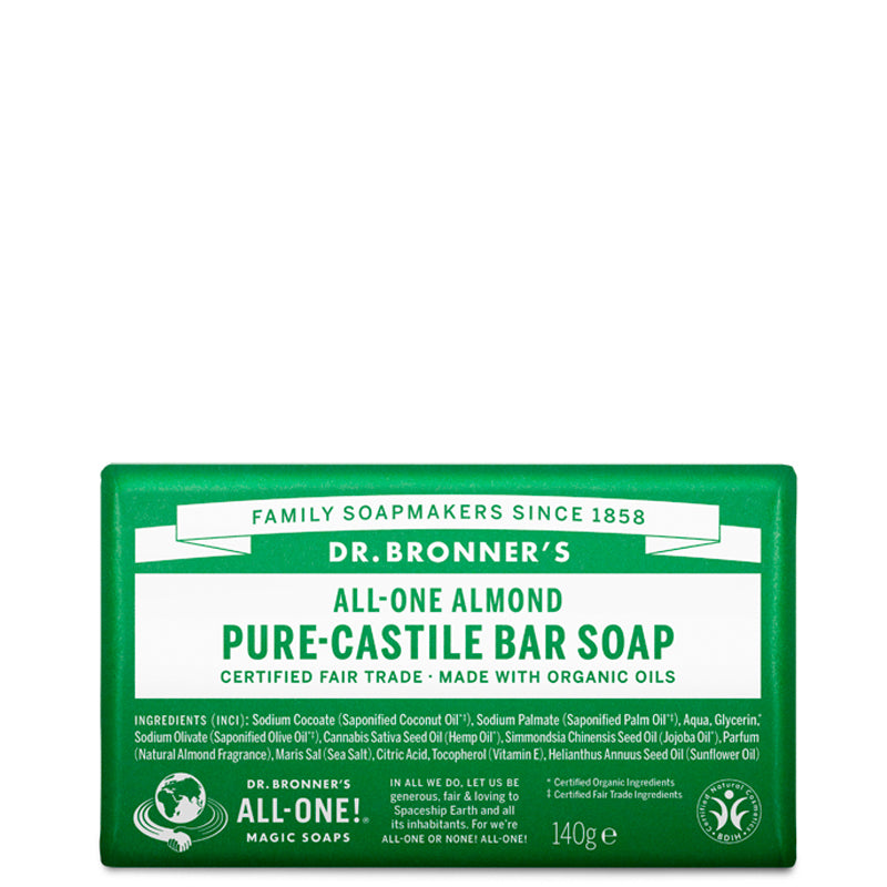 Dr Bronner&#39;s Almond Pure Castile Soap Bar 140g