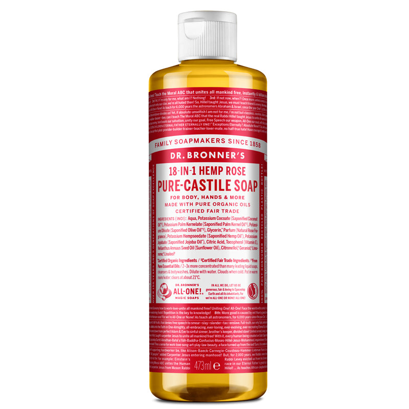 Dr Bronner&#39;s Rose Pure-Castile Liquid Soap 473ml
