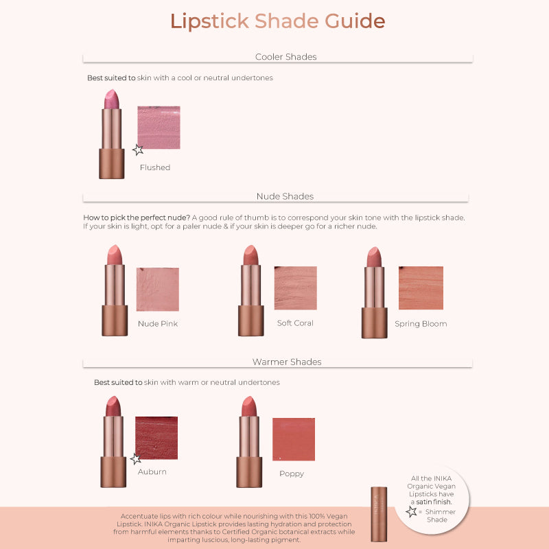 Inika Organic Lipstick Shade Guide